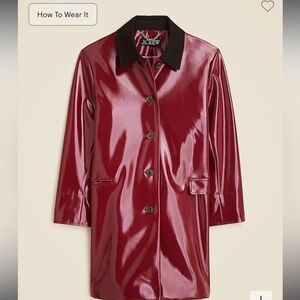 J Crew Collection Barn Jacket in burgundy patent faux leather, S NWT, sold out